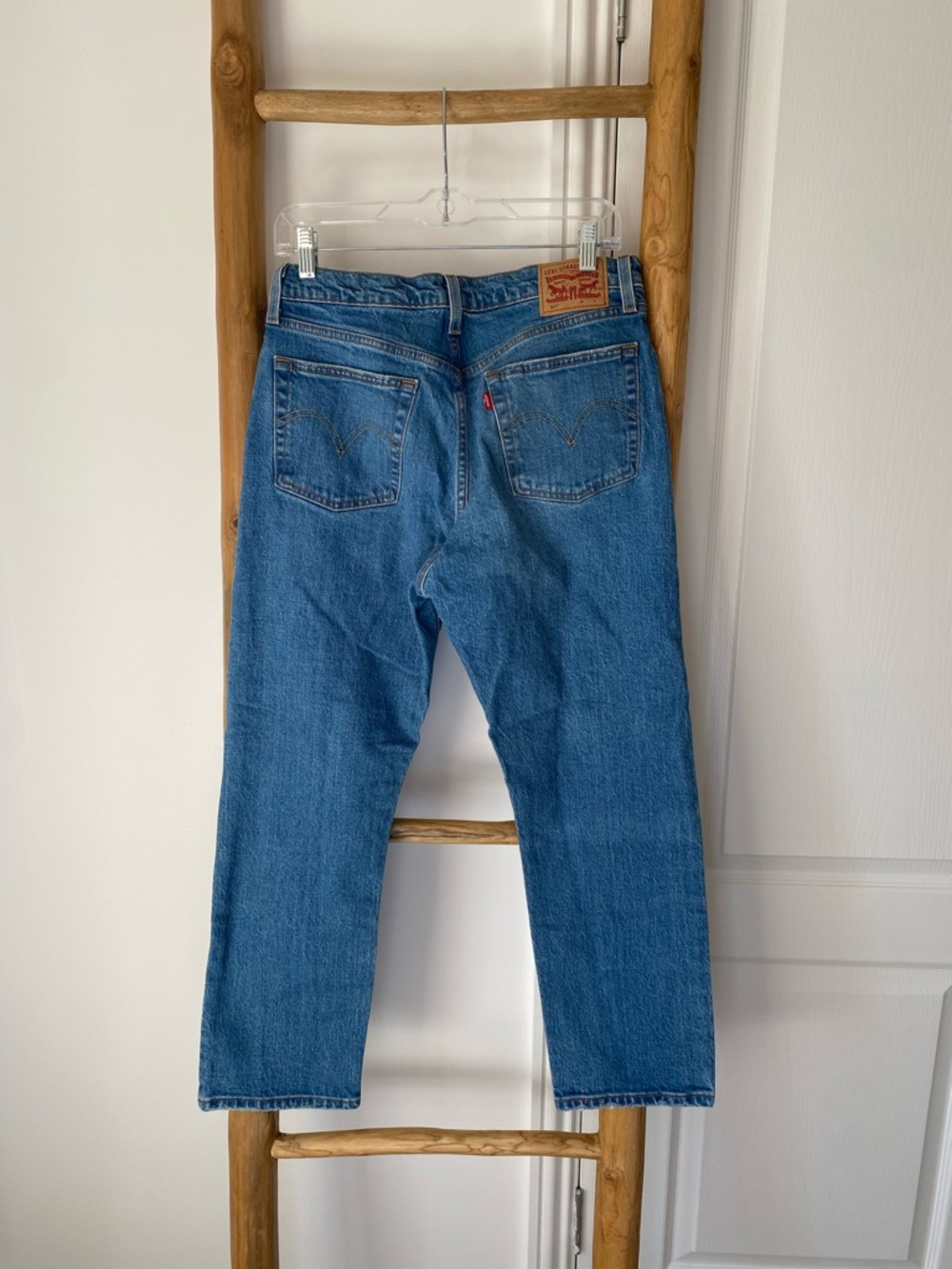 Levi’s 501 Jeans Sz 29 Blue High Rise Straight Leg Stretch Denim Button Fly